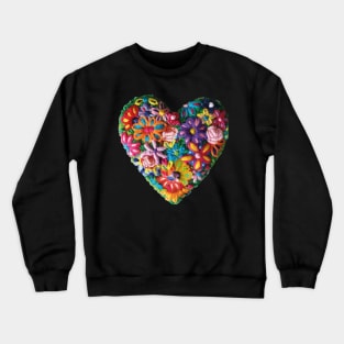 Embroidered heart Mexican flowers handmade boho chic colorful string art Crewneck Sweatshirt